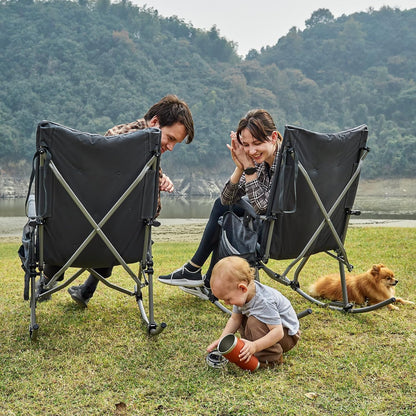 Hengfeng - Ever Advanced Oversized Folding Rocking Camping Chair, Padded Portable Rocker, Grey