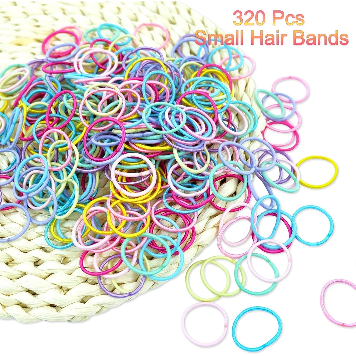 Hanyousheng - 320 Pcs Multicolor Hair Elastics for Girls, 2.5 Cm