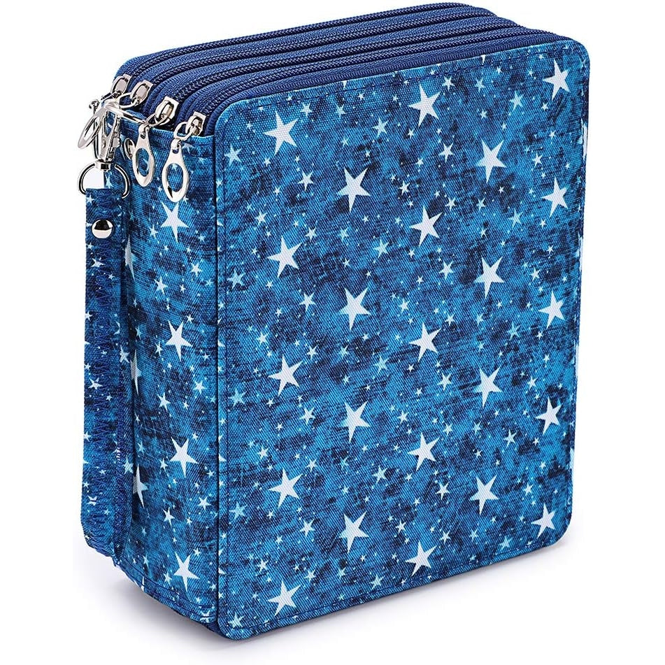 Sumnacon - 160 Holes Pencil Case With Large Capacity (Blue Stars)