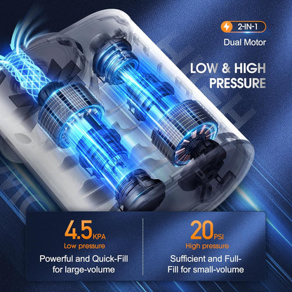 Suppou - Electric Air Pump for Inflatable Mattress with 8 Nozzles, 4000mAh Battery