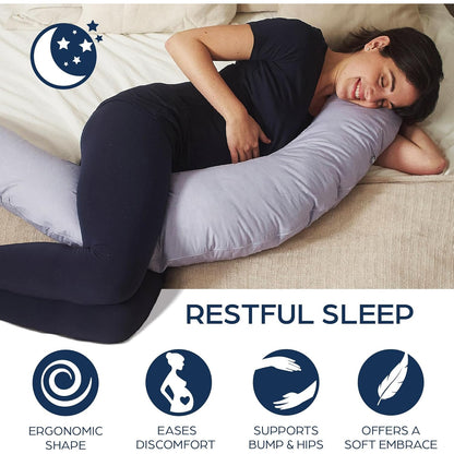 Niimo - Nursing And Pregnancy Pillow, Multifunctional Body Pillow, XXL, 100% Cotton (Grey)