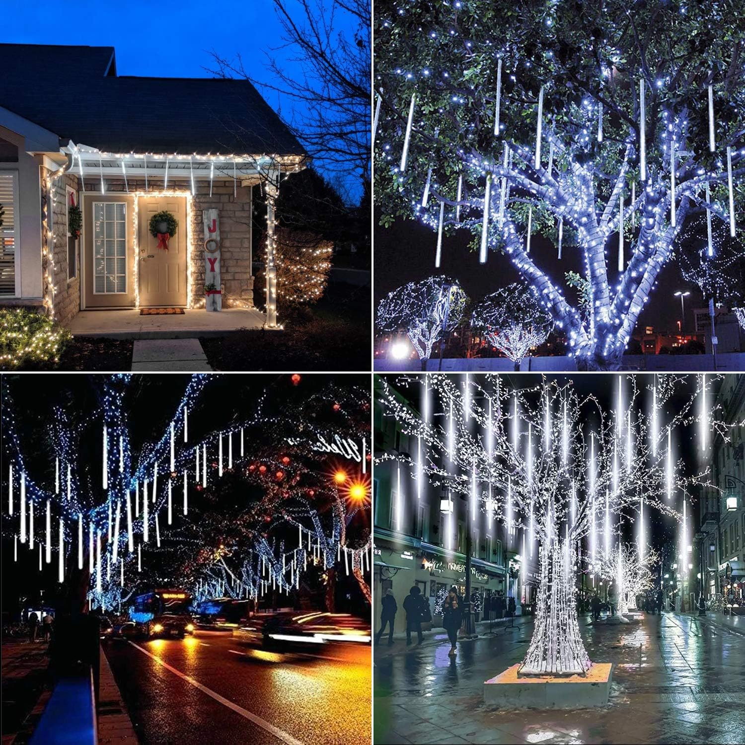 Meteor Shower Lights - 11.8" 8 Tubes 192 LED Snowfall Lights, Waterproof Christmas Lights