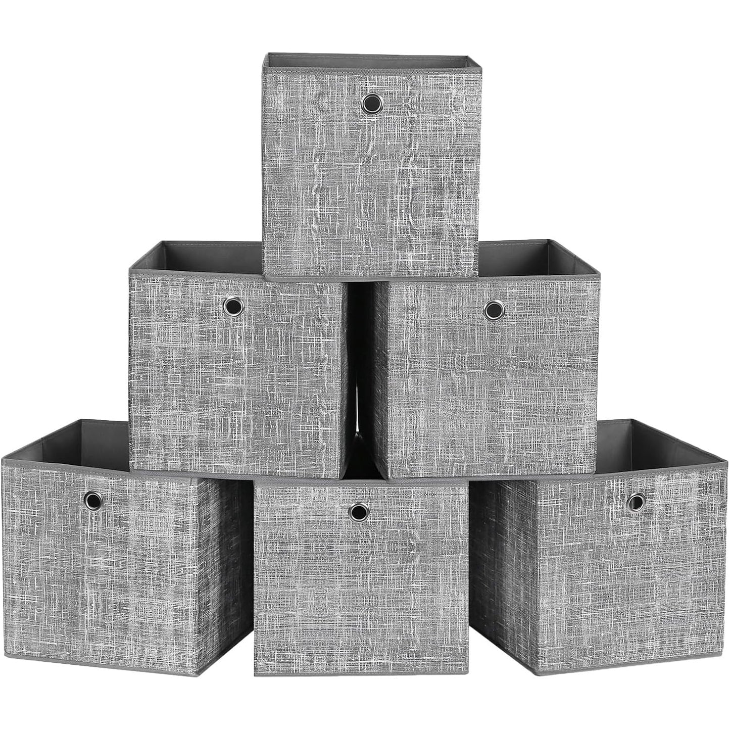 Songmics - 6-Piece Fabric Storage Box Set with Handles, 30x30x30 cm, Gray