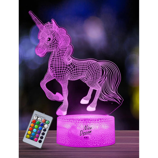 Nice Dream - 3D Unicorn Night Light for Kids, 16 Colors with Remote Control