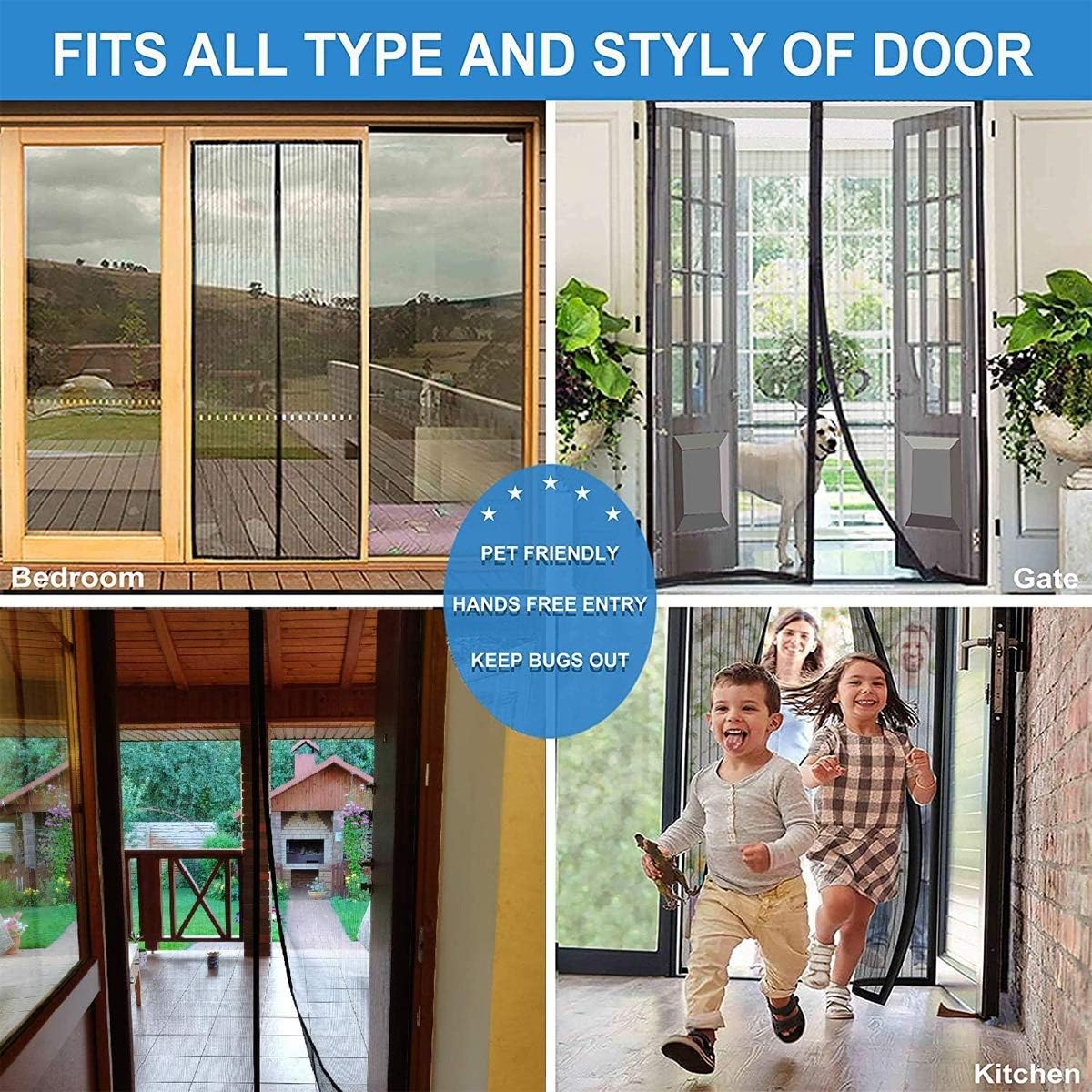 Bwbg - Magnetic Screen Door for French or Sliding Glass Doors