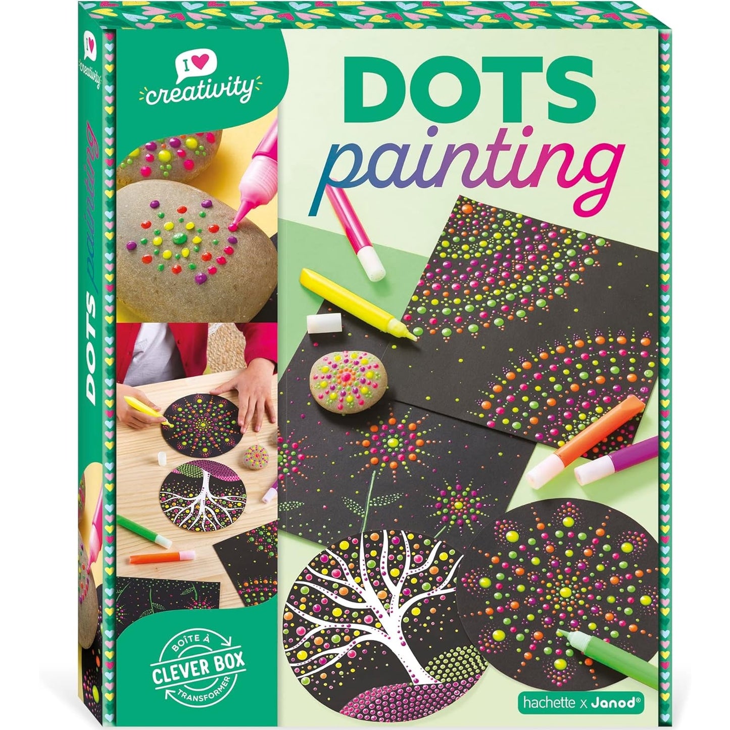 Janod - Dot Painting Kit - I Love Creativity - 5 Projects - Ages 8+