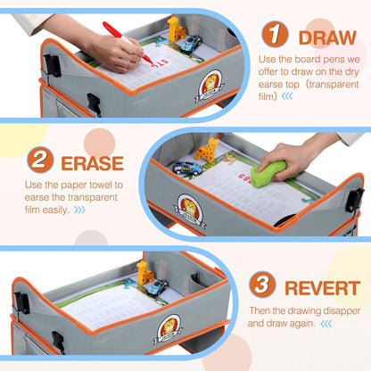 Jojoin - Kids Travel Tray & Car Organizer With Drawing Paper & Pens