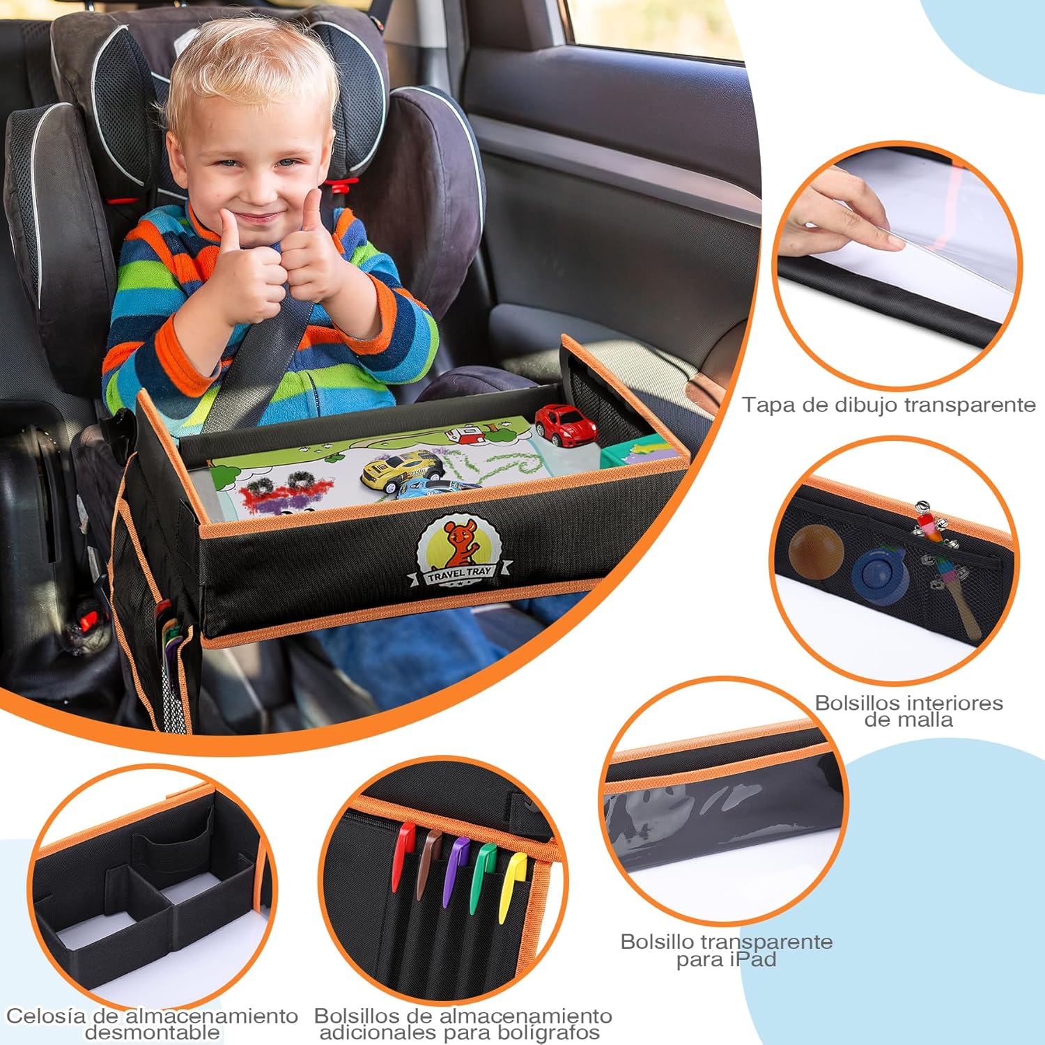 Lenbest - Kids Car Seat Tray, Waterproof, Dual Use, Car/Stroller/Plane