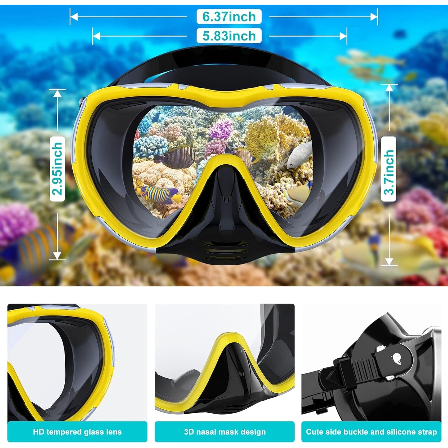 Rabigala - Anti-Fog Scuba Mask With Tempered Glass For Diving