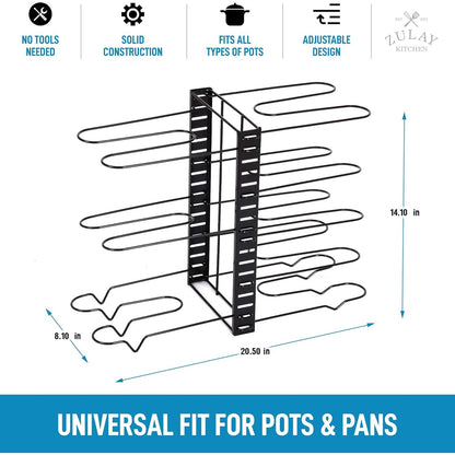 Zulay Kitchen - 8-Tier Pots And Pans Organizer With Adjustable Rack For Cabinet