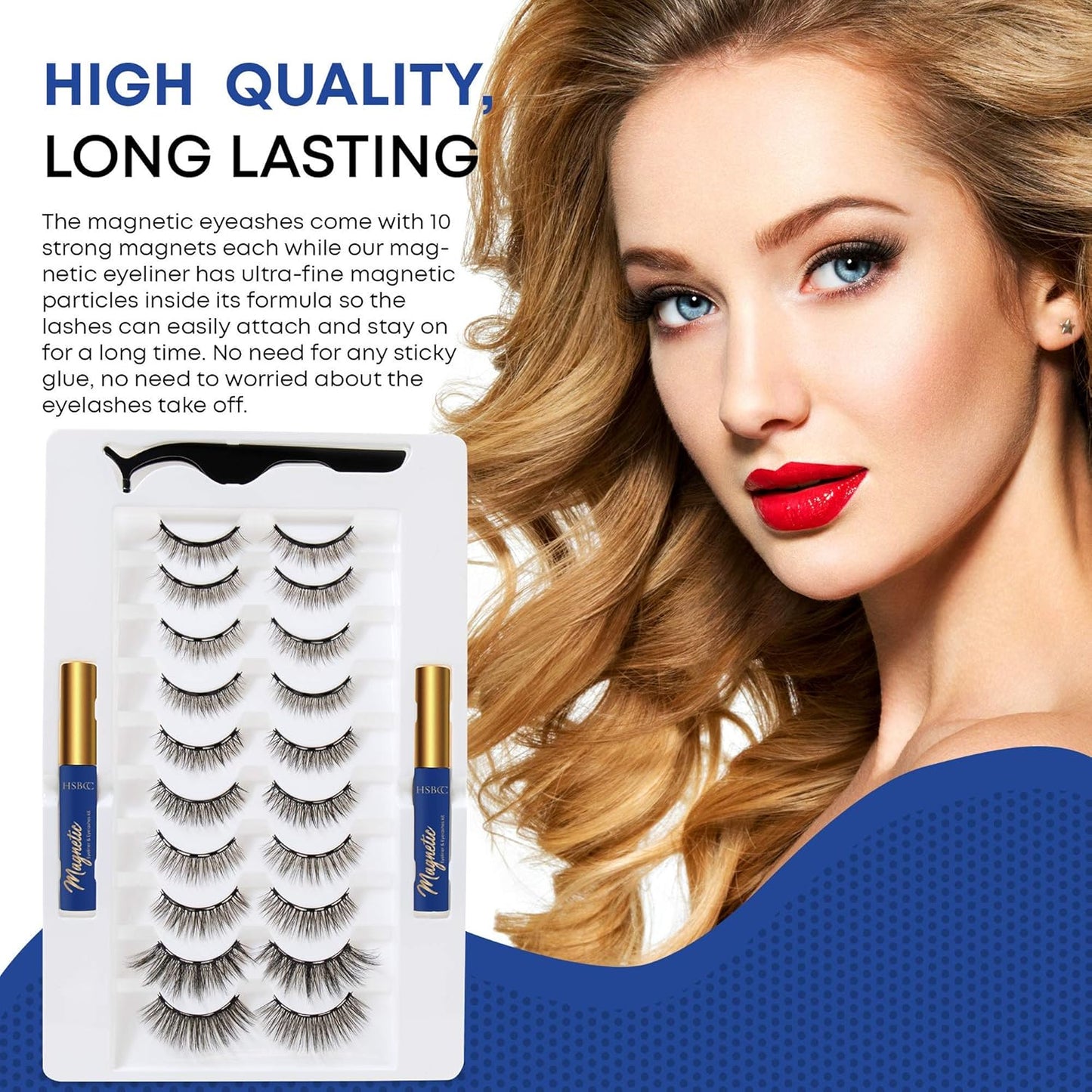 Shanghai Delight&Crown Co.,Ltd. - 10 Pairs 3D 6D Magnetic Eyelashes Kit With Eyeliner