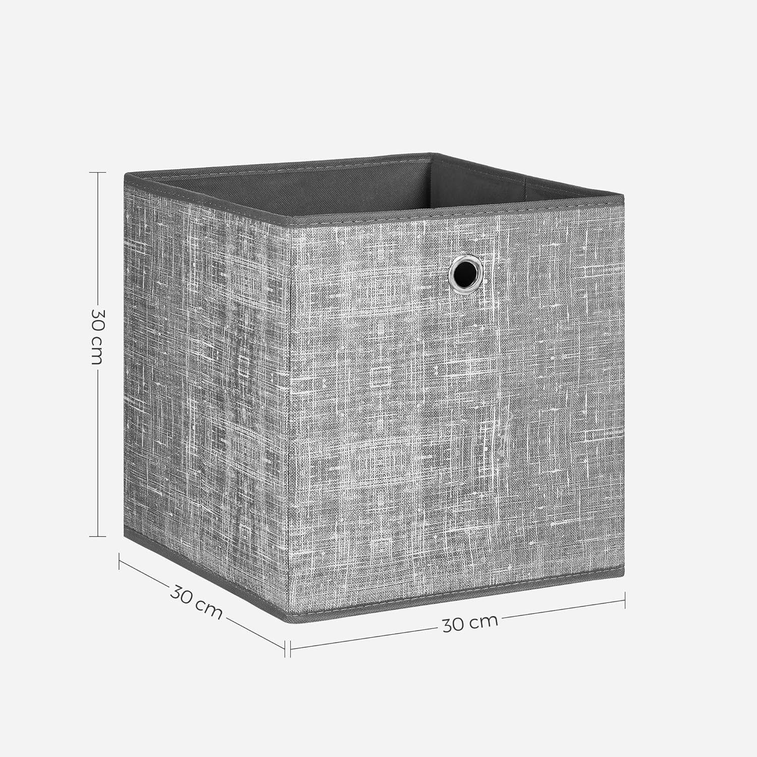 Songmics - 6-Piece Fabric Storage Box Set with Handles, 30x30x30 cm, Gray