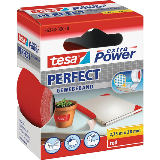 Tesa - Extra Power Perfect Cloth Tape, Red, 2.75m x 38mm