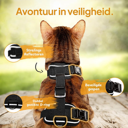 Tierhood - Cat Harness With Leash, Escape-Proof (S, Black)