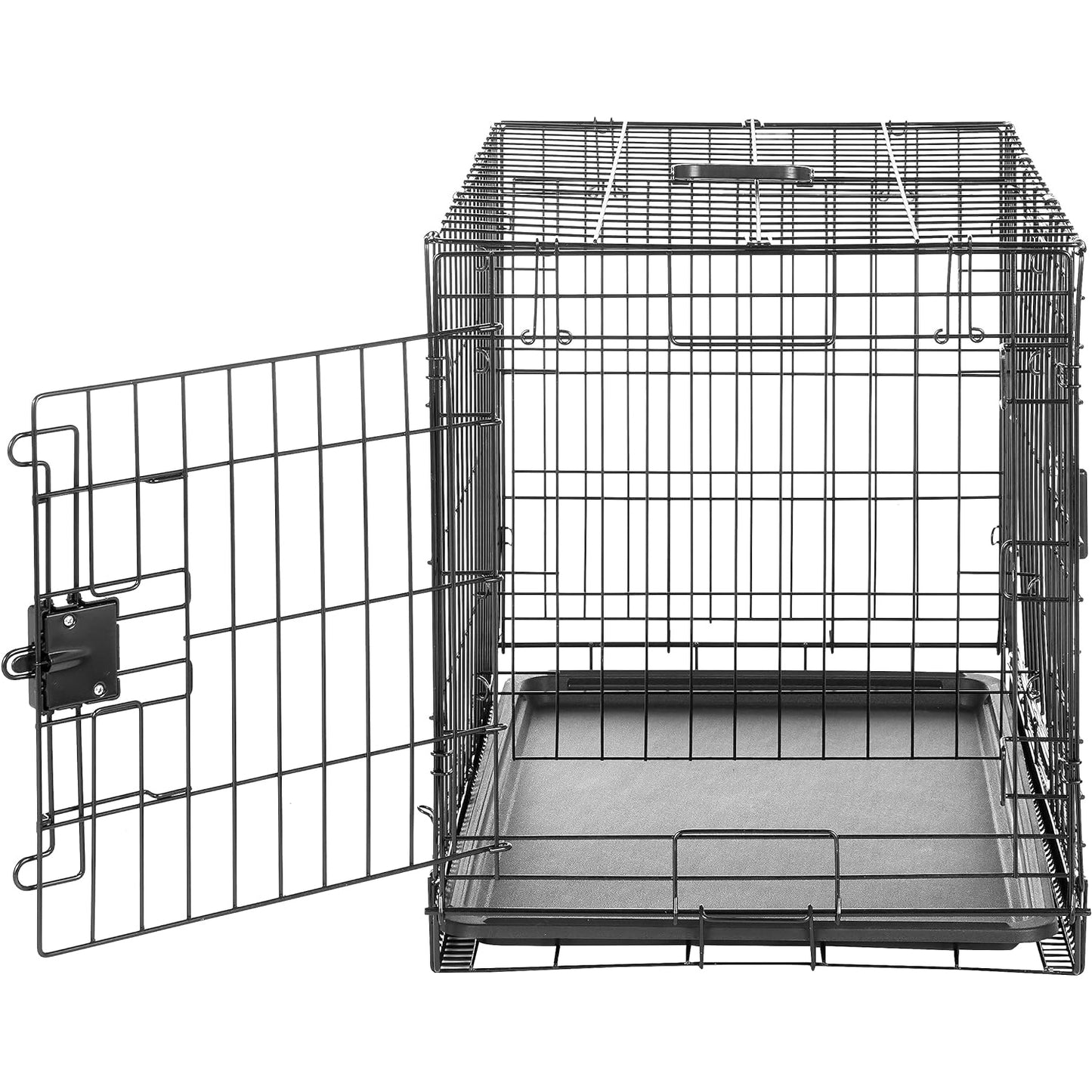 Amazon - Basics Foldable Metal Dog Crate, Double Door, 30 Inch, Black