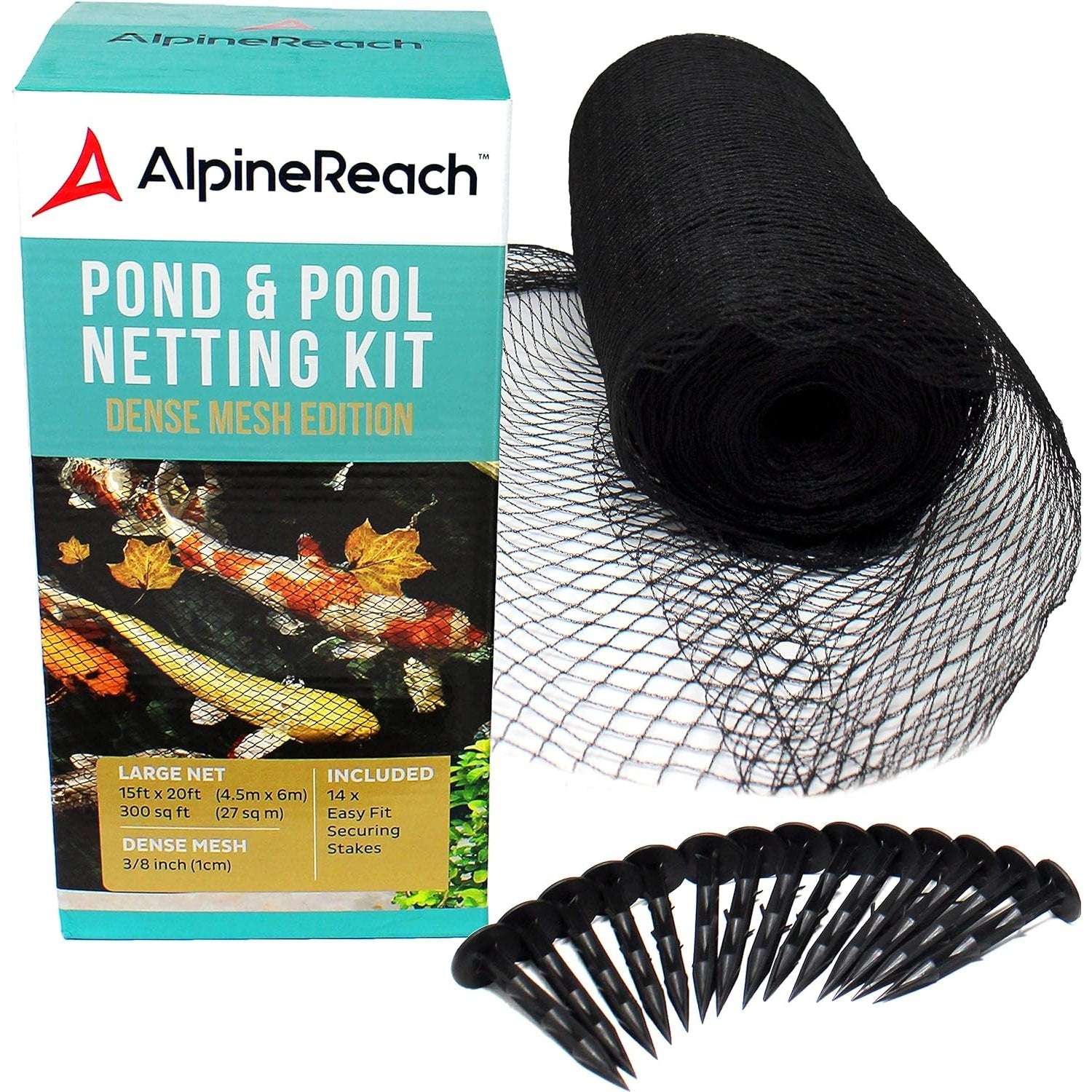 Alpinereach - Koi Pond Netting Kit 4.5M X 6M Black Heavy Duty Mesh Net Cover