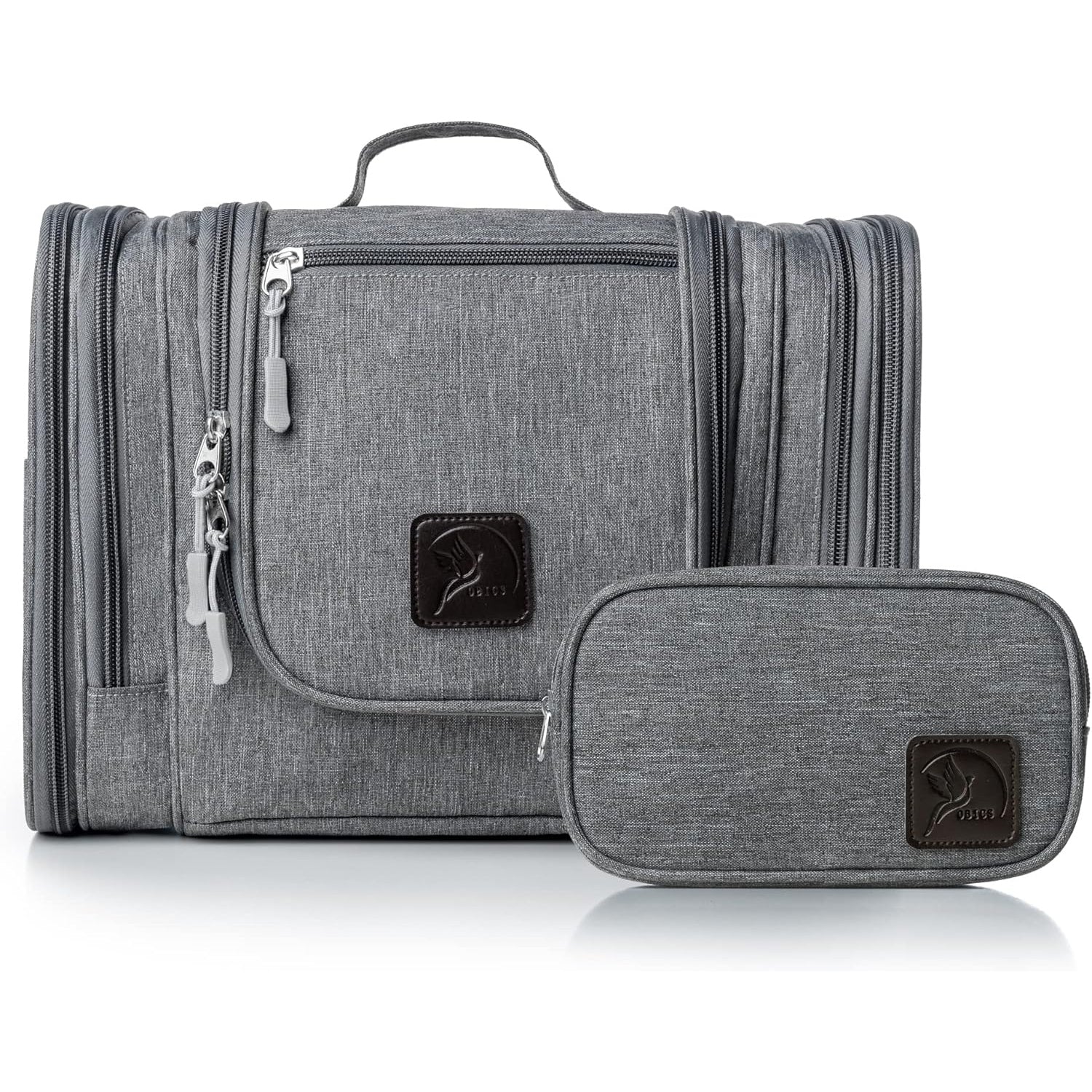 Obics - XXL Toiletry Bag 8L With Hook, Mirror, Mobile Pocket, 10 Compartments, Grey