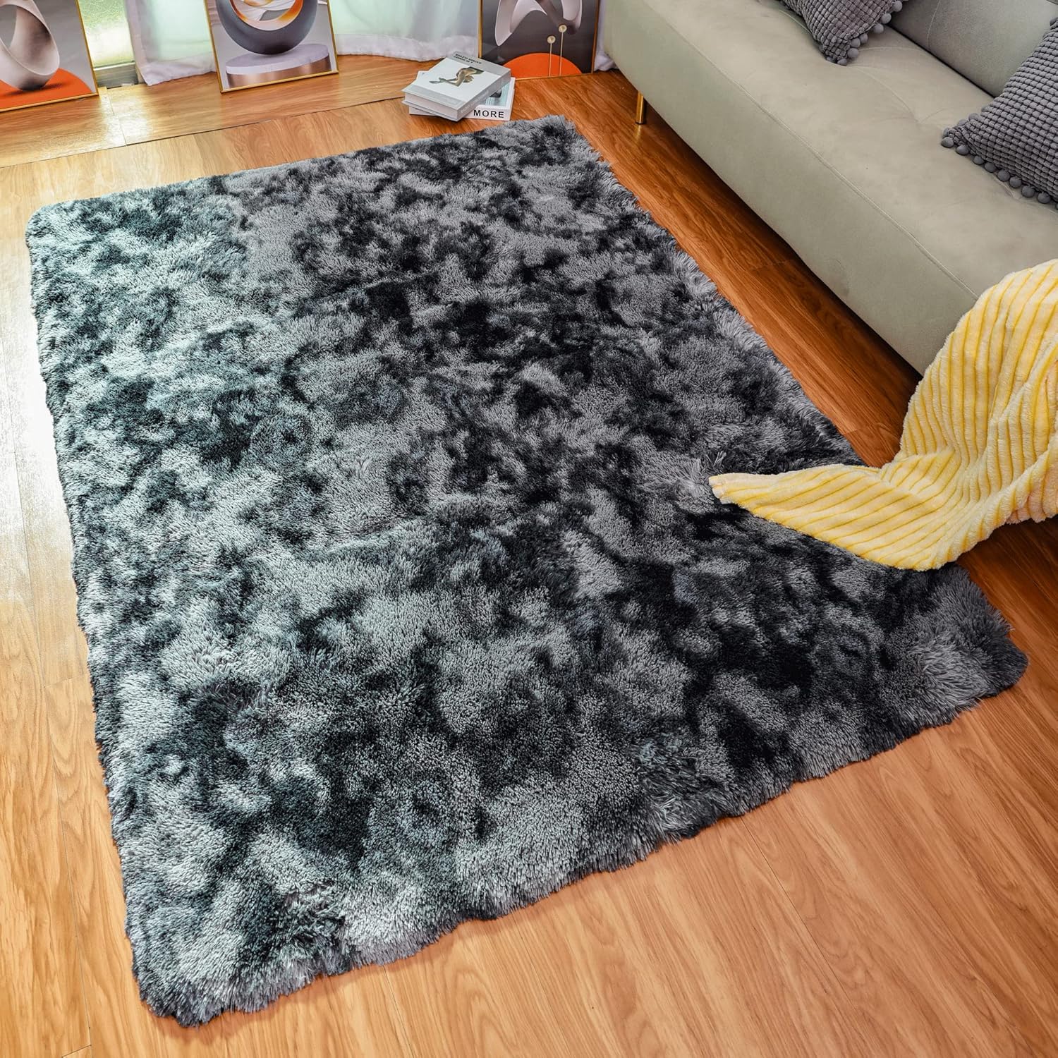 Quanhao - Soft Plush Non-Slip Decorative Rug, Dark Gray, 80 x 160 cm