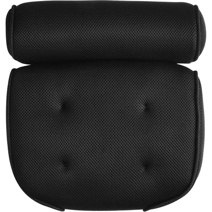 Alink - 3D Mesh Bath Pillow With 4 Suction Cups, Head, Neck, Back Support - Black