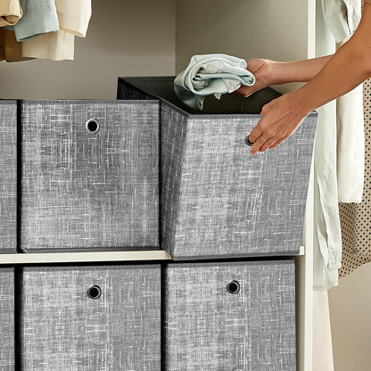 Songmics - 6-Piece Fabric Storage Box Set with Handles, 30x30x30 cm, Gray