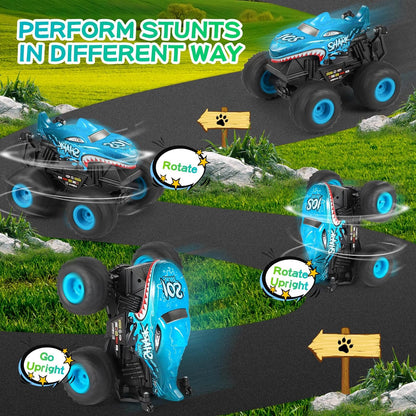 Dyodyorc - 2.4Ghz All Terrain Shark Monster Truck Rc Car With Music And Lights (Blue)