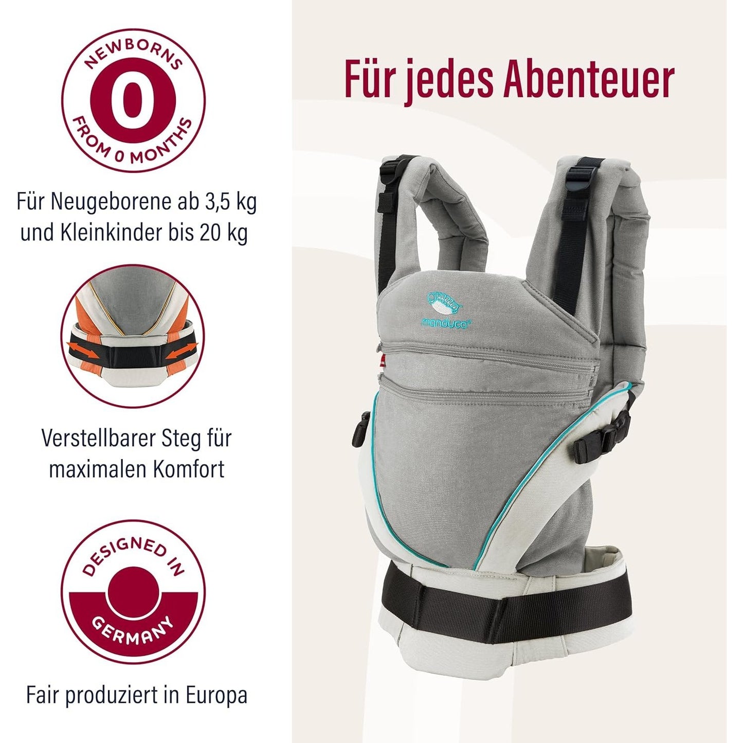 Wickelkinder Gmbh - Manduca Xt Organic Baby Carrier Grey Ocean