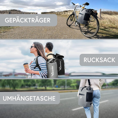 Valkental Gmbh - 3-In-1 Bicycle Bag 2024 - Pannier, Backpack, Shoulder Bag - Waterproof, Reflective, 23L