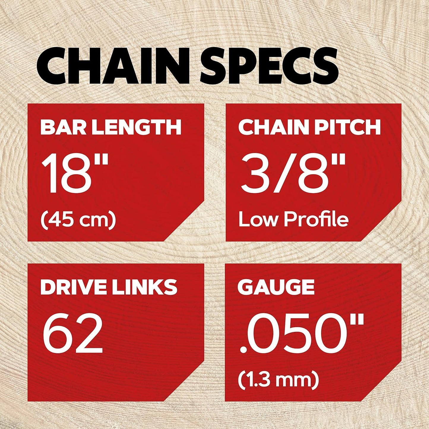 Oregon Tool - Chainsaw Chain For 18-Inch Bar, 62 Drive Links, Low-Kickback, Pack Of 3