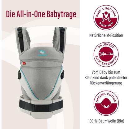 Wickelkinder Gmbh - Manduca Xt Organic Baby Carrier Grey Ocean