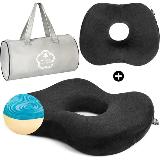 Miumee - Orthopaedic Hemorrhoid Memory Foam Seat Cushion With Cooling Gel