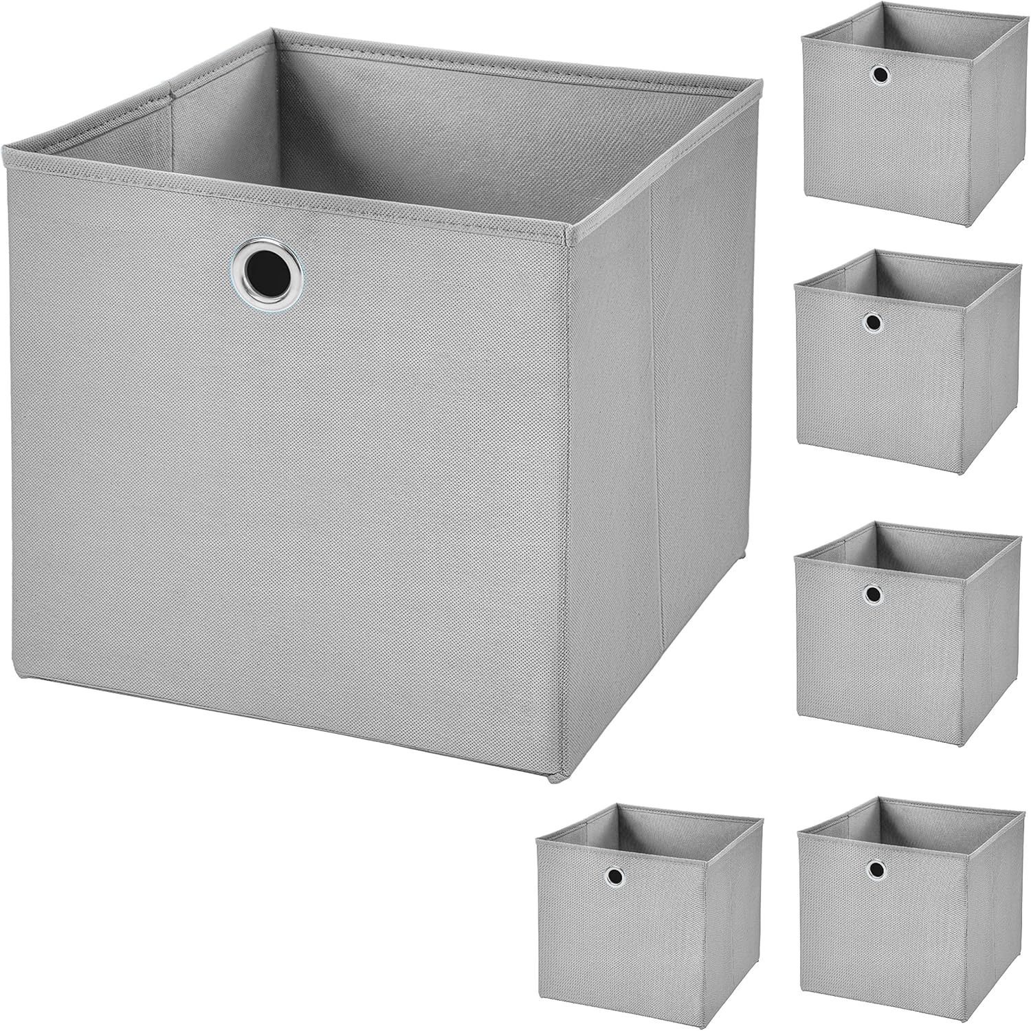 Stickandshine - 6-Piece Light Gray Foldable Storage Box Set 28x28x28 cm