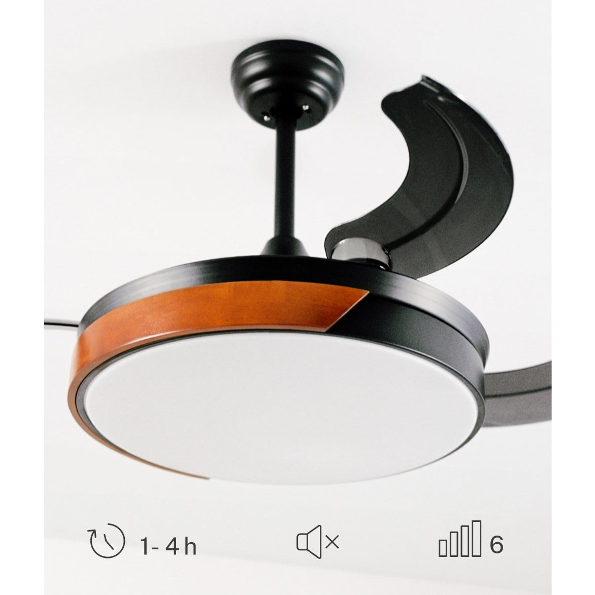 CREATE - Windclear Ceiling Fan with Lighting Black and Dark Wood 40 W Diameter 108 cm