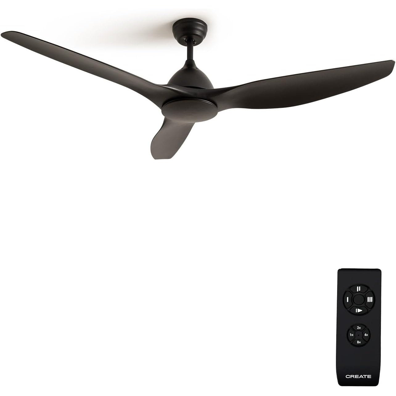 Create - Upwind Sail/ Xl Ceiling Fan Black With Remote Control / 90 W / Quiet