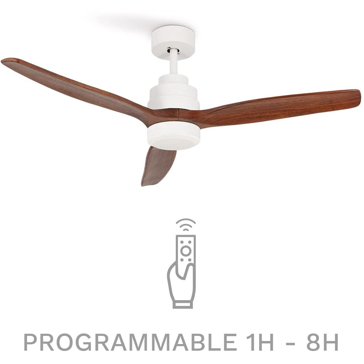 Create - Windstylance Ceiling Fan White With Remote Control, Dark Wood Wings / Wlan / Quiet / Summer Winter Operation